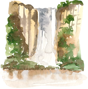 Watercolor Waterfall Illustration