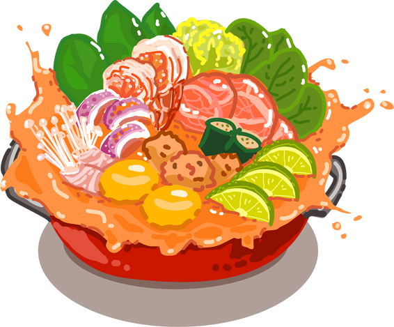 suki yaki spicy soup cartoon clipart